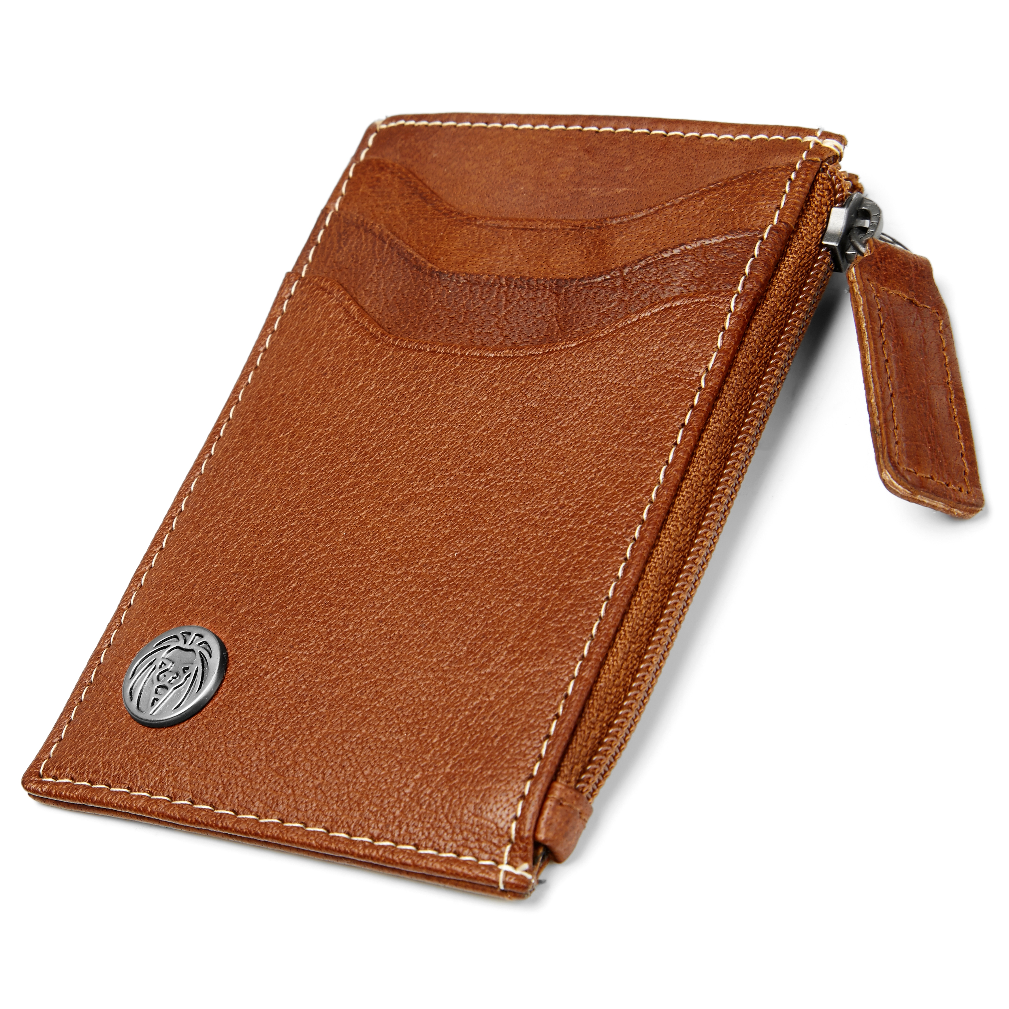 Oxford Tan Leather Zip Cardholder - 4