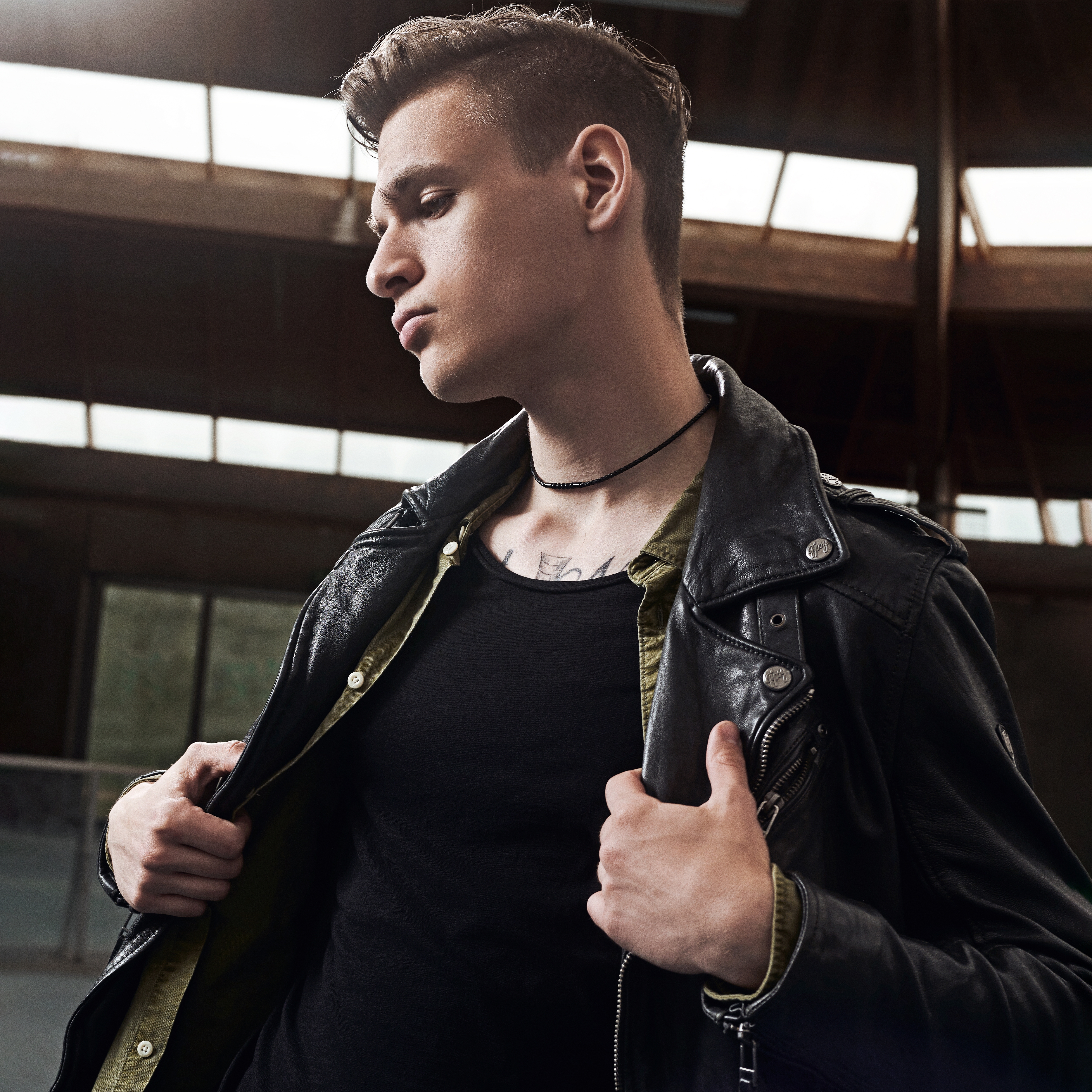 Tenvis | 3 mm Black Onyx Leather Necklace - 4