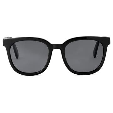 Retro Black Smokey Polarised Sunglasses