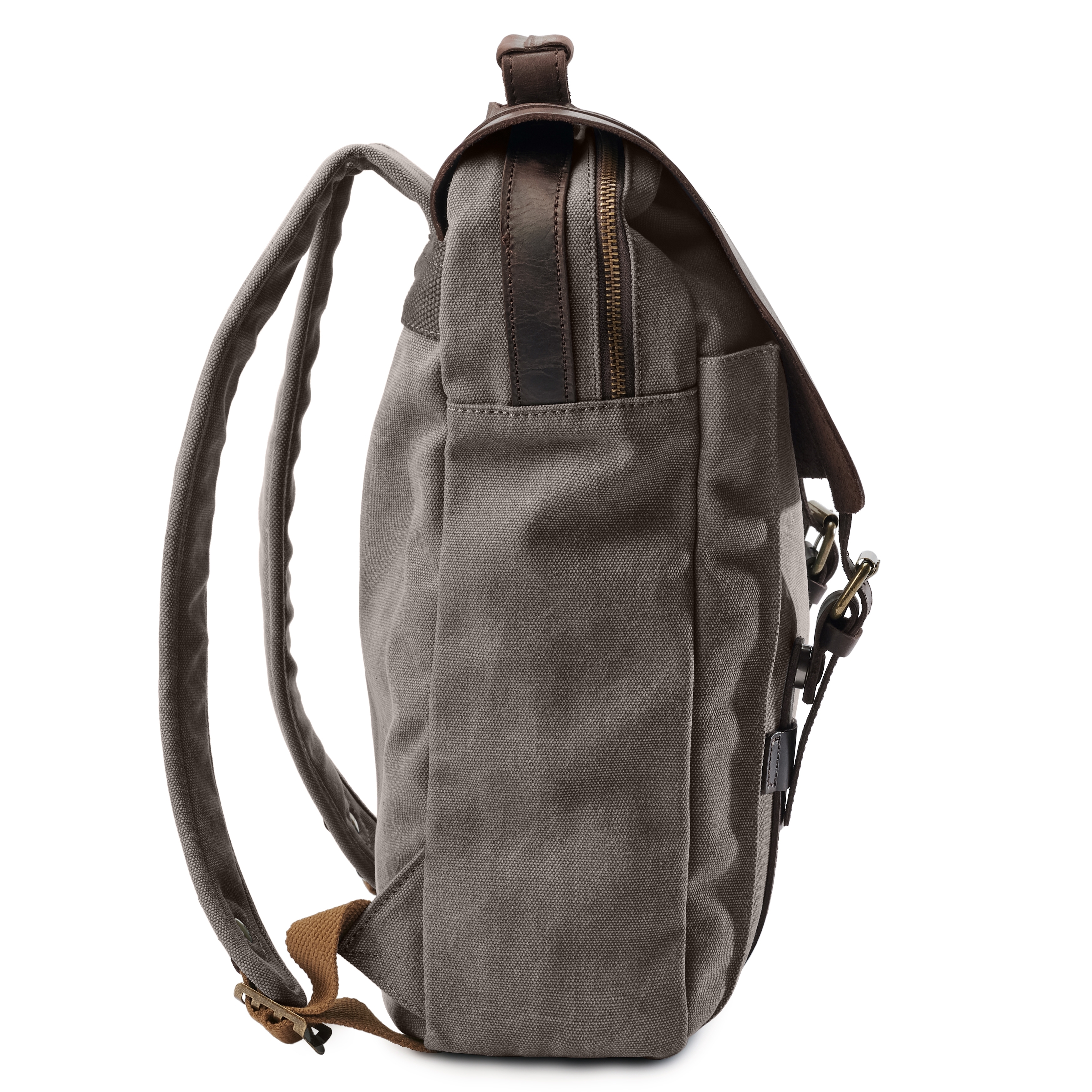 Vintage-Rucksack aus Kohle grauem Canvas und dunklem Leder - 4