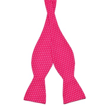 Papion self-tie din bumbac roz cu puncte albe