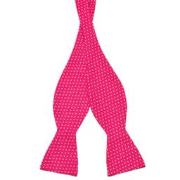 Neon Pink & White Dot Cotton Self-Tie Bow Tie