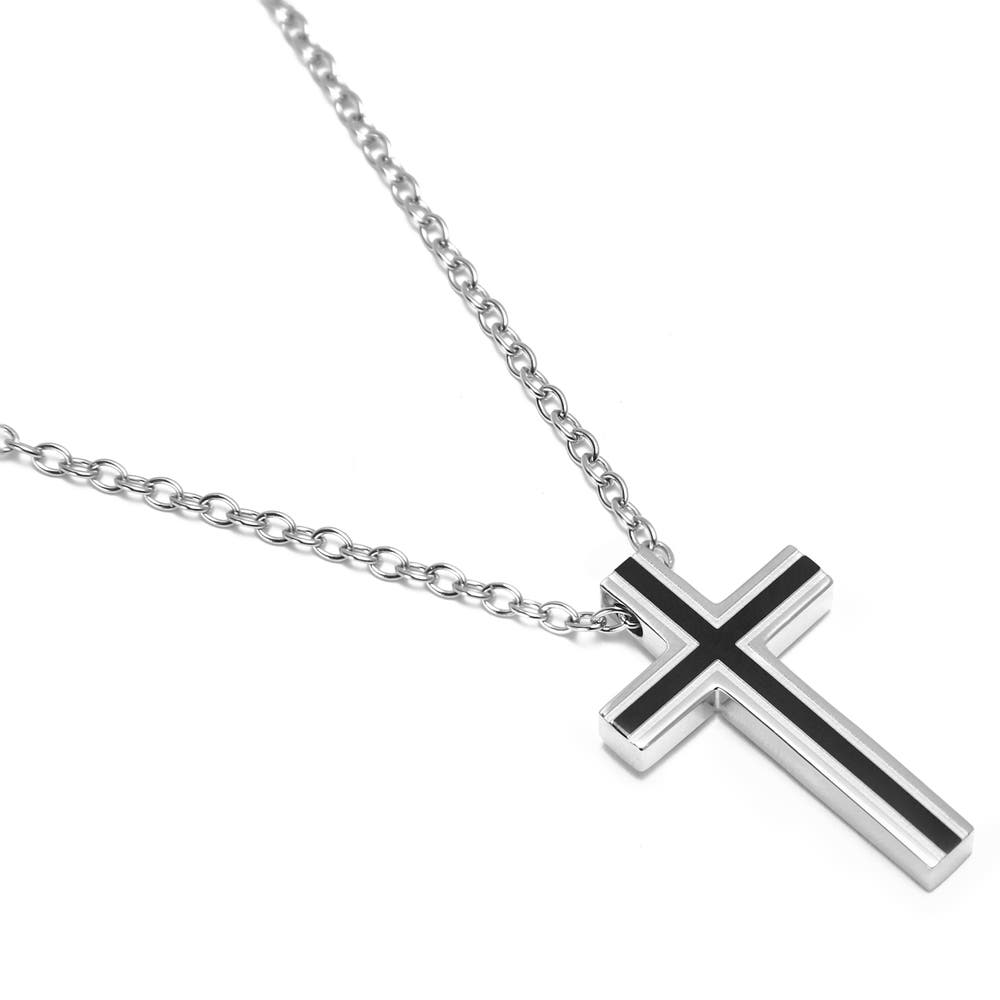 hover: Black Framed Cross Necklace hover: Black Framed Cross Necklace