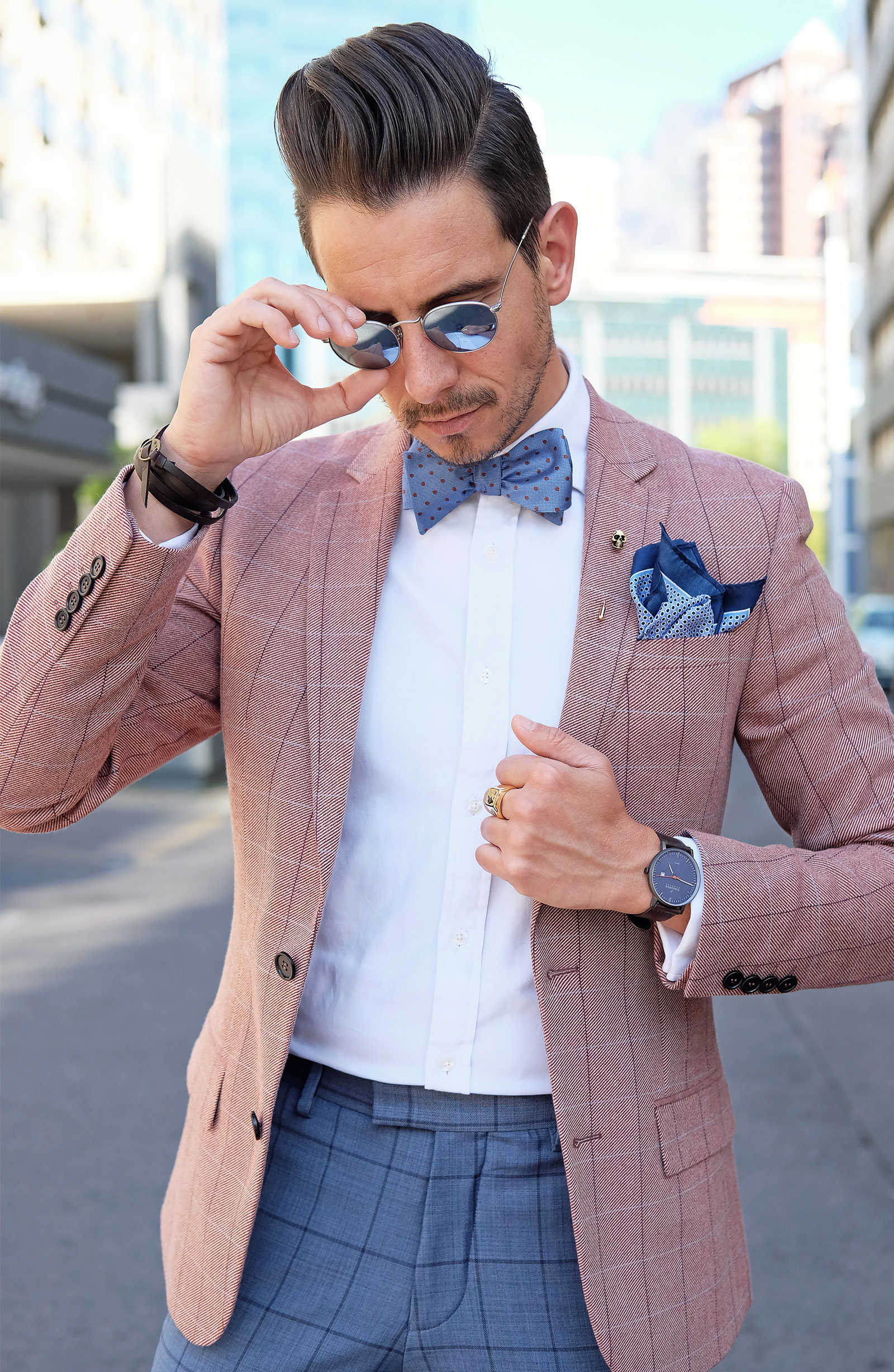 Blue Polka Dots Silk Pocket Square - 4