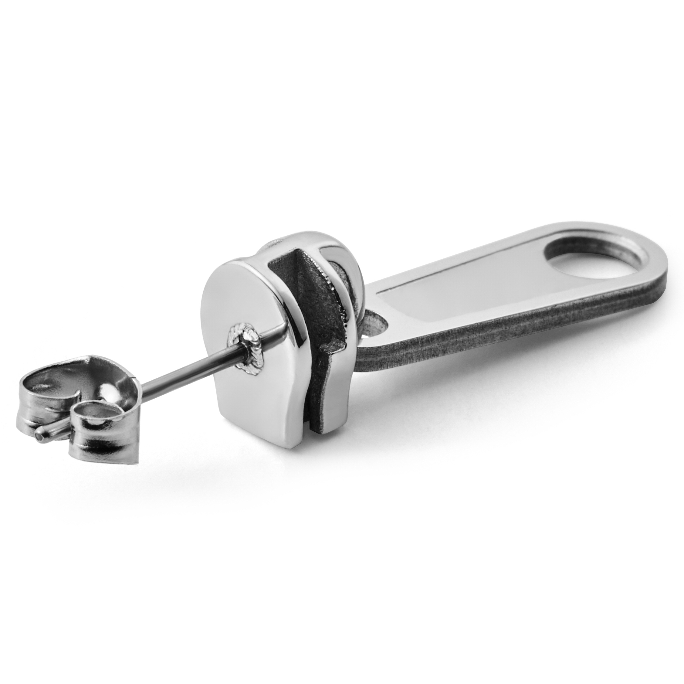 Floyd | Silver-Tone Stainless Steel Zipper Stud Earring - 2