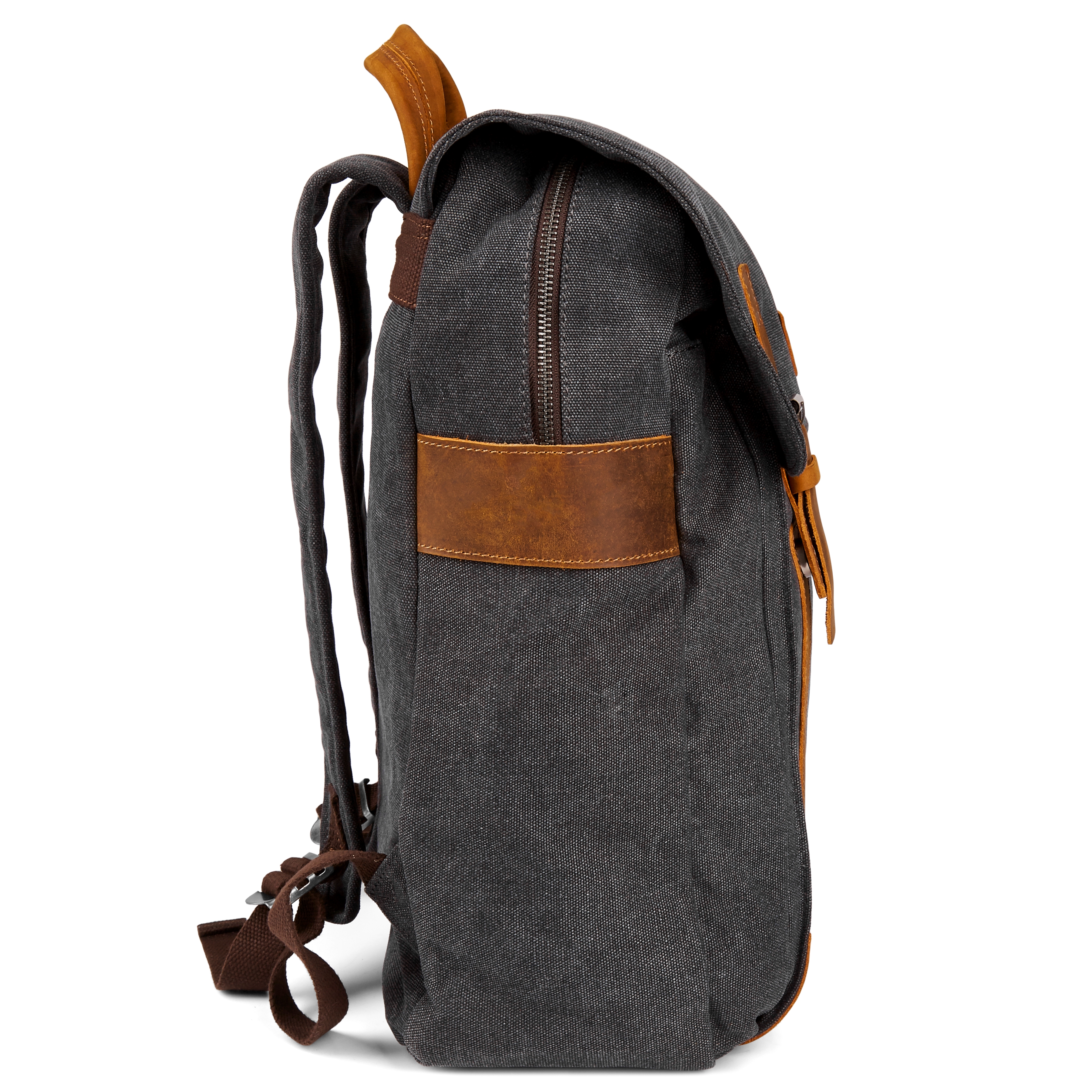 Tarpa | Graphite Canvas & Tan Leather Backpack