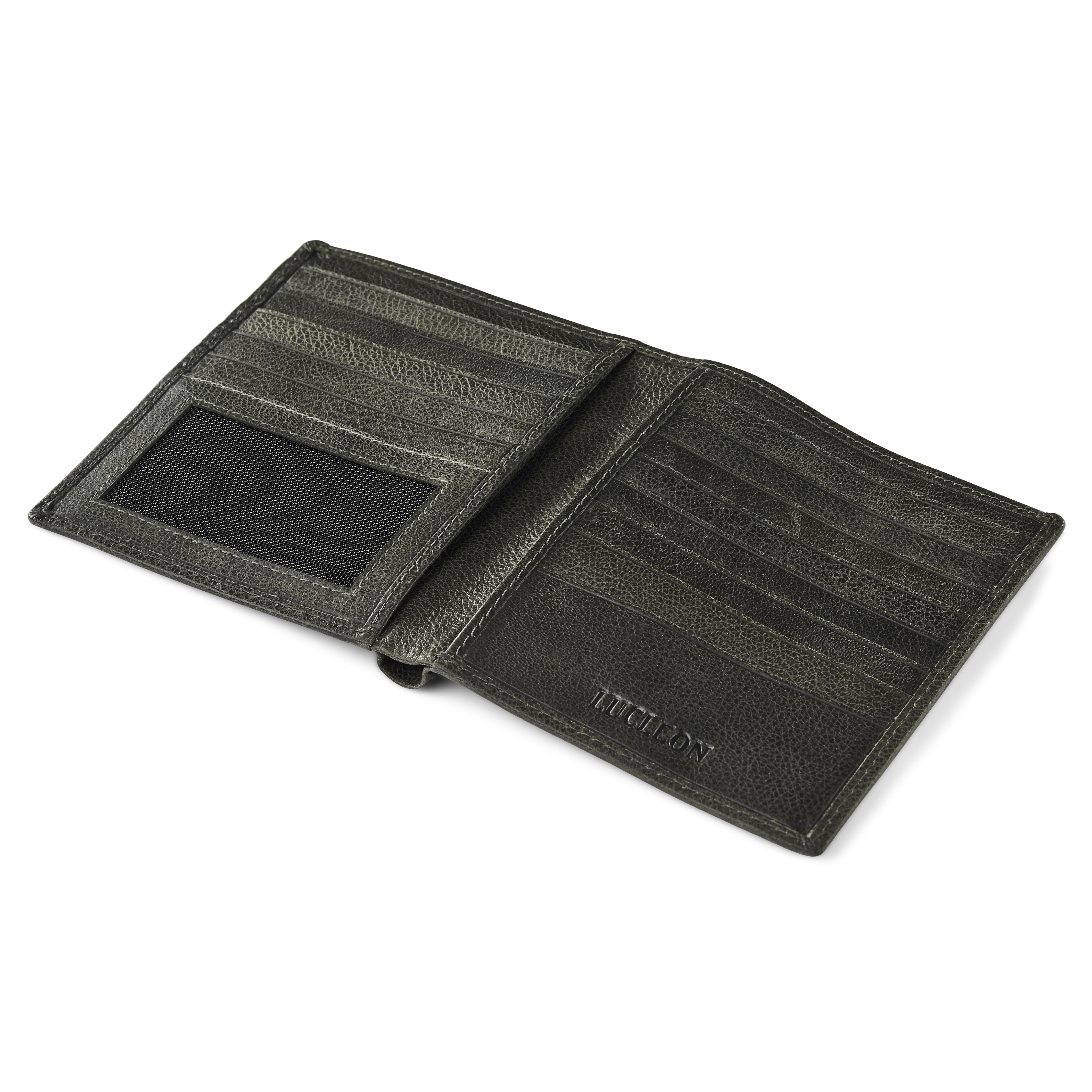 Cartera de cuero gris oscuro con 13 fundas y protección RFID Licio  - 5