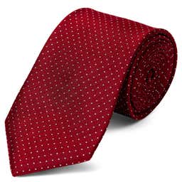 Corbata de 8 cm de seda roja con lunares