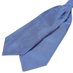 Cravate Ascot en soie bleu pastel à pois blancs