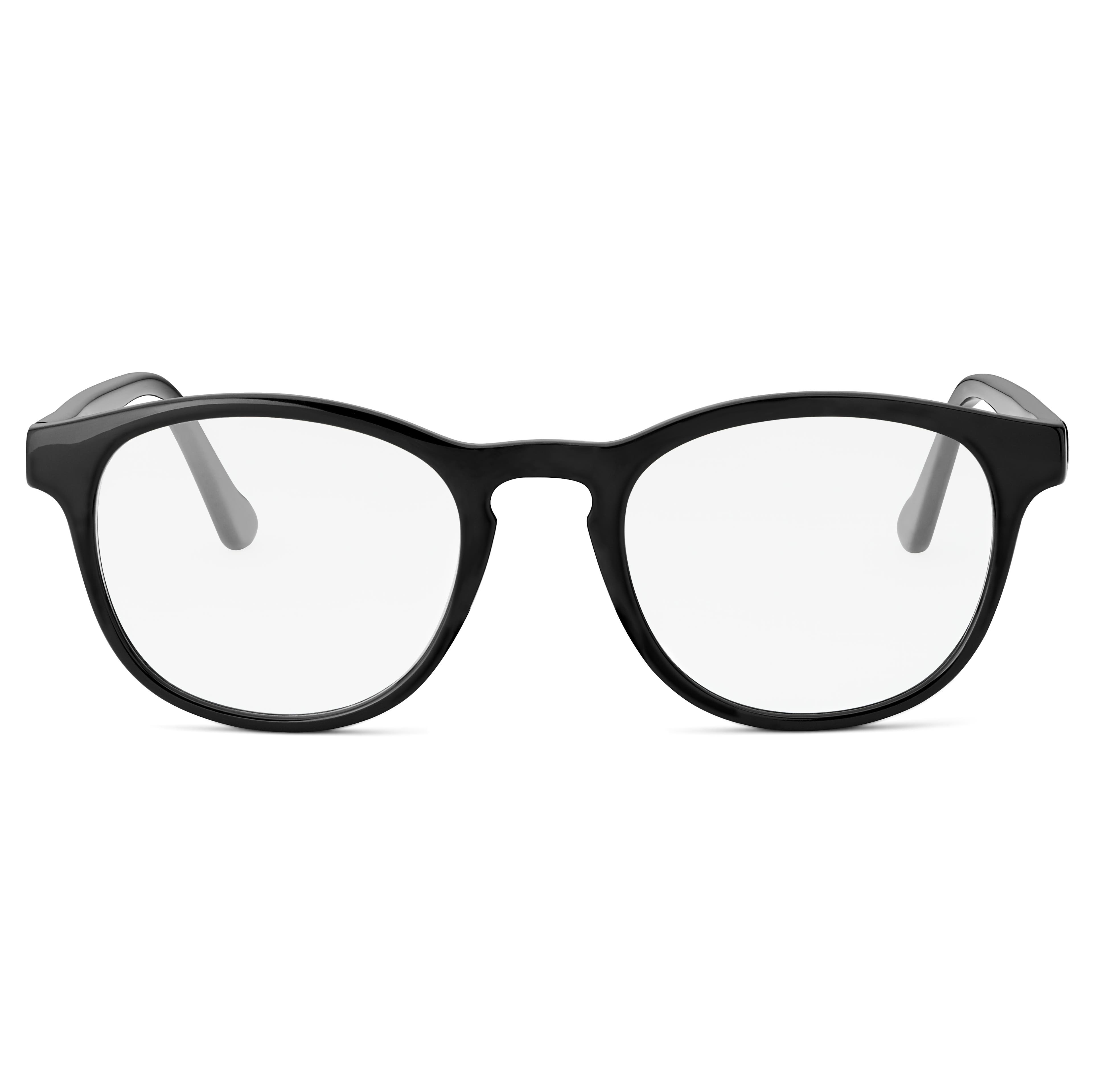 Klassiska Svarta Blåljusblockerande Glasögon med Klara Glas