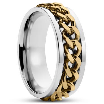 Sentio | Silver- and Gold-Tone Stainless Steel Curb Chain Ring Sentio | Silver- and Gold-Tone Stainless Steel Curb Chain Ring