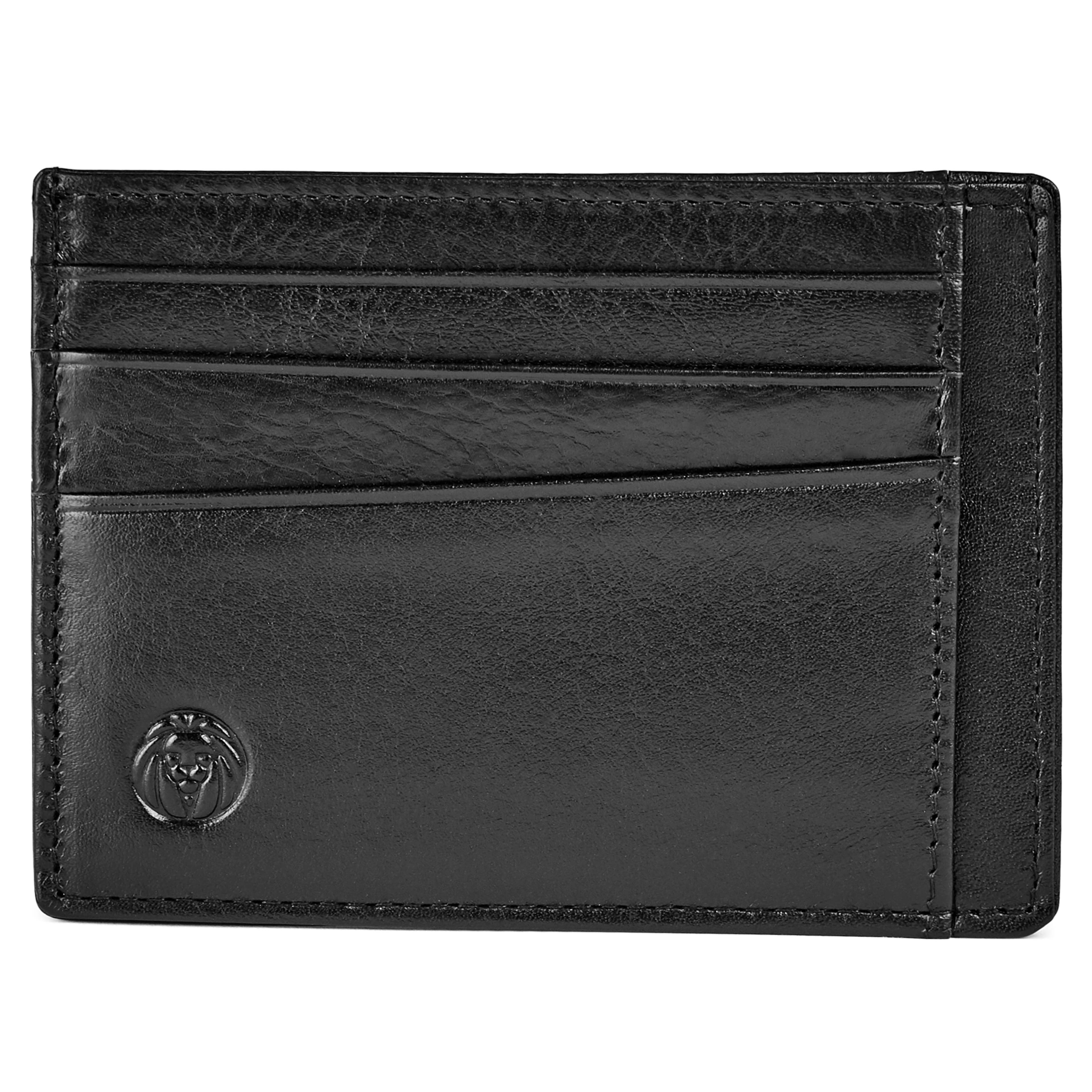 Compact Black Leather Card Holder