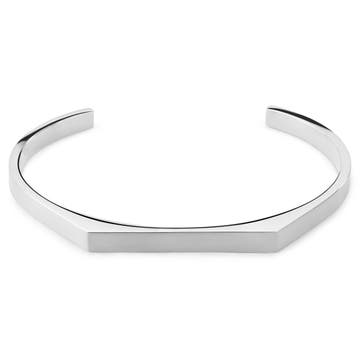Bracelet manchette angulaire réglable en acier inoxydable argenté mat de 5 mm Bracelet manchette angulaire réglable en acier inoxydable argenté mat de 5 mm
