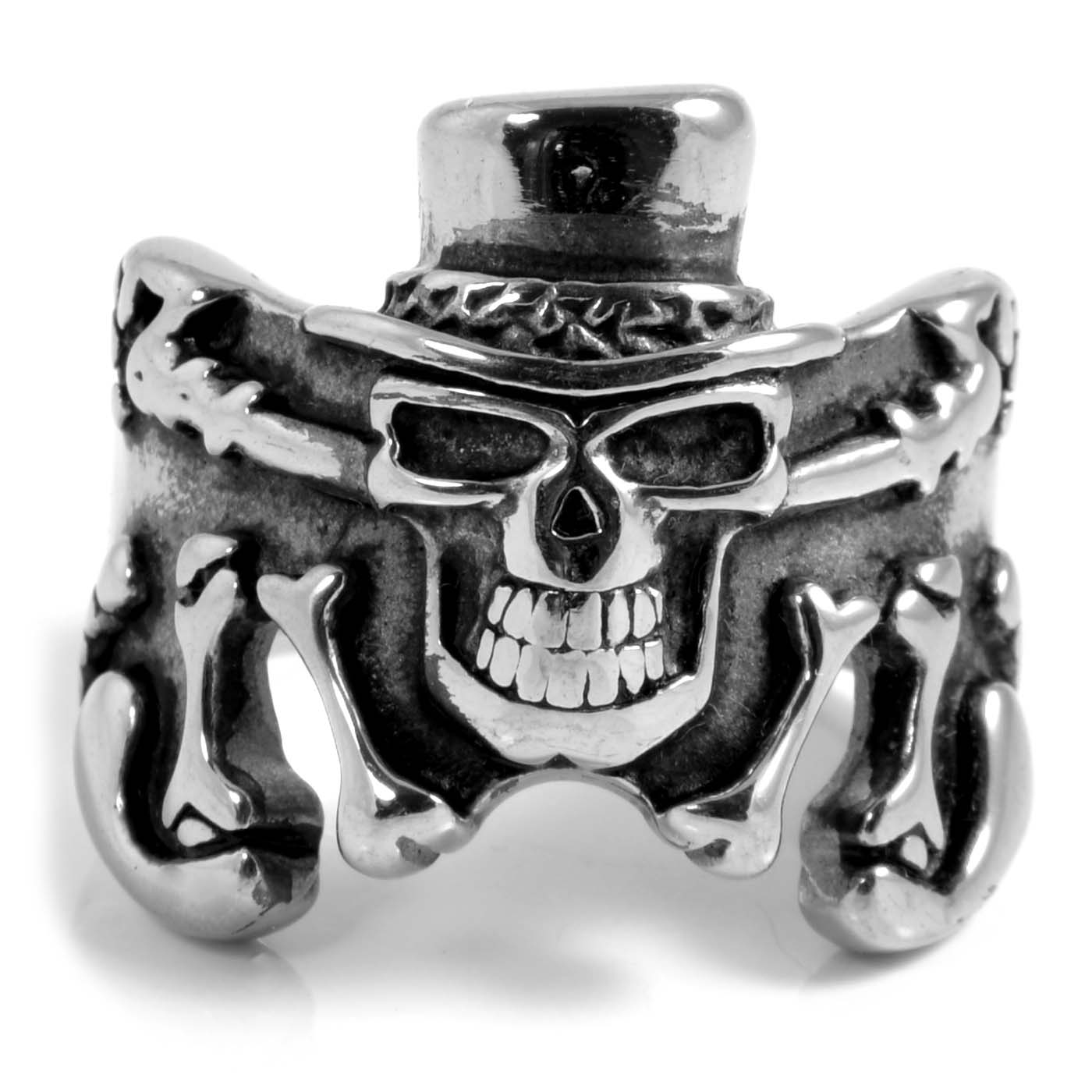 Bague en acier Tête de mort joker - 3