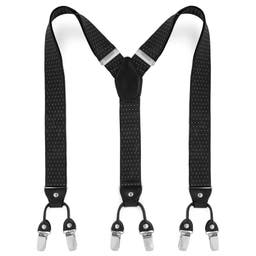 Wide Dotted Black Clip-On Braces