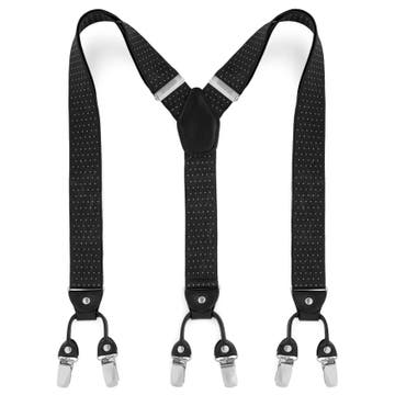 Wide Dotted Black Clip-On Braces