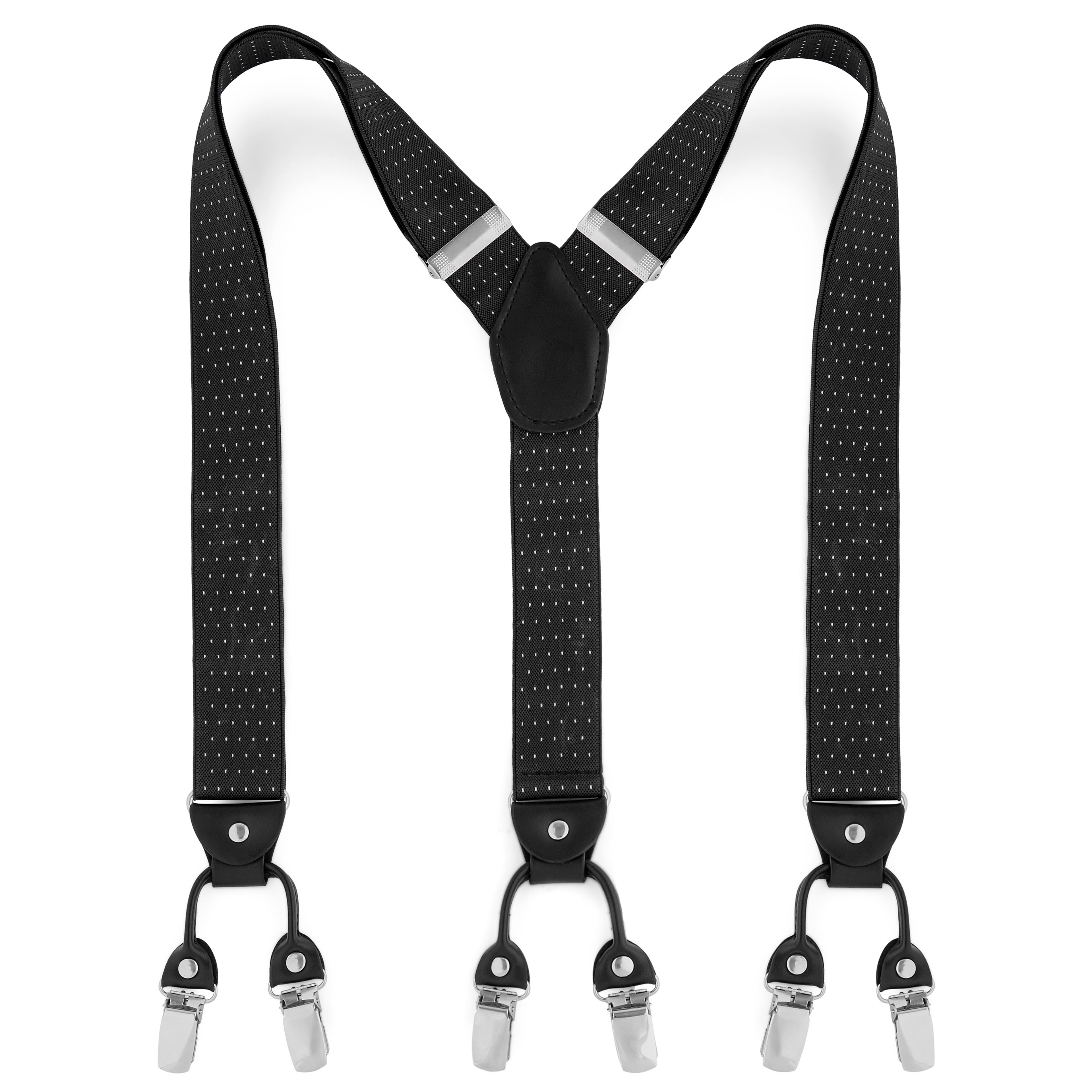 Black & White Dotted Convertible Clip-On Braces