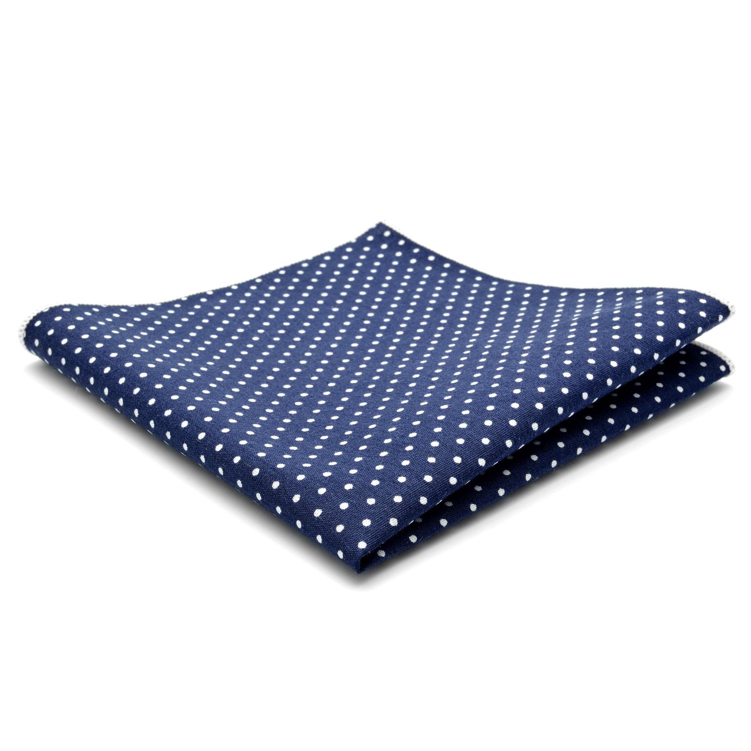 Navy Blue & White Dotted Cotton Pocket Square Navy Blue & White Dotted Cotton Pocket Square