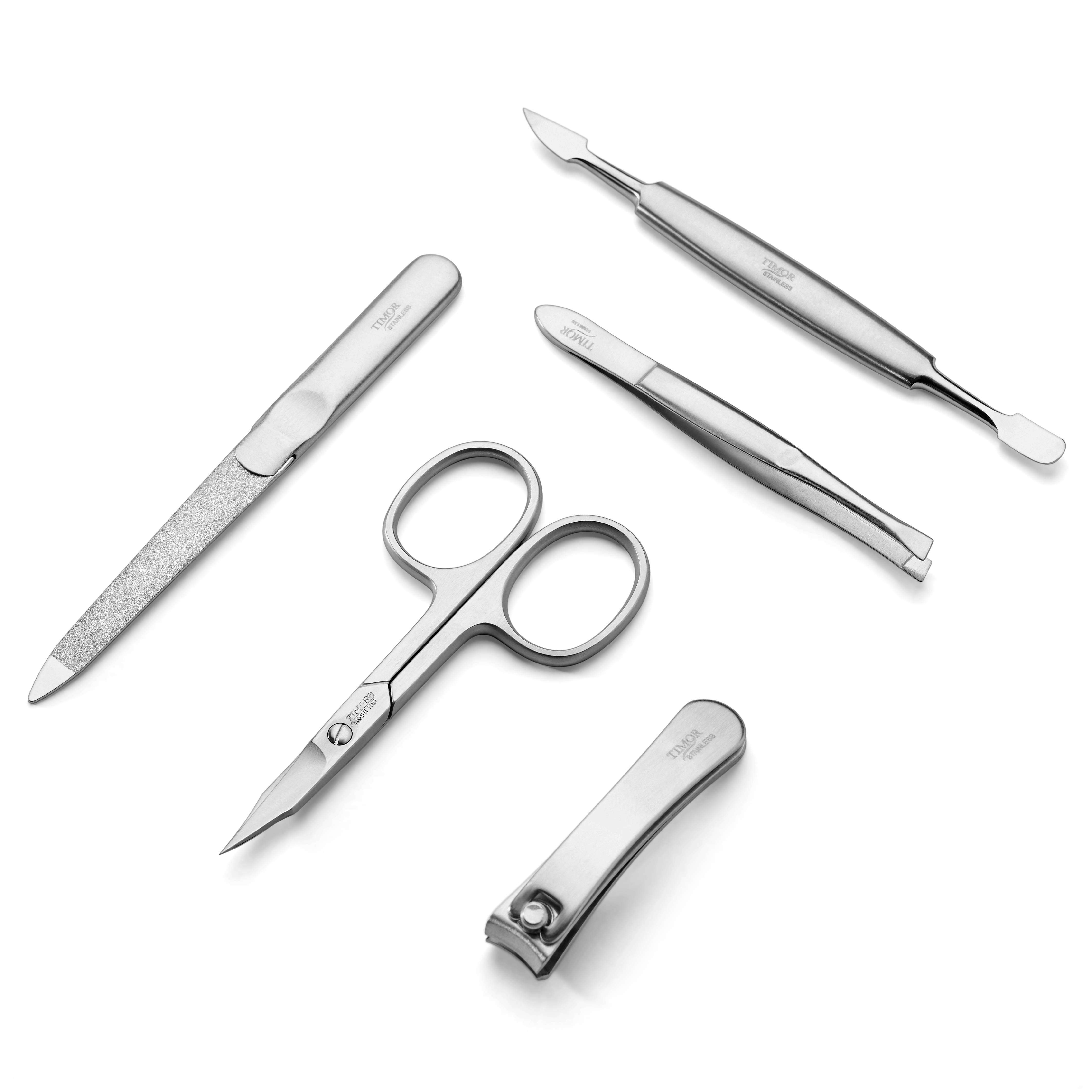 Leather & Stainless Steel Men's Manicure Set - 5