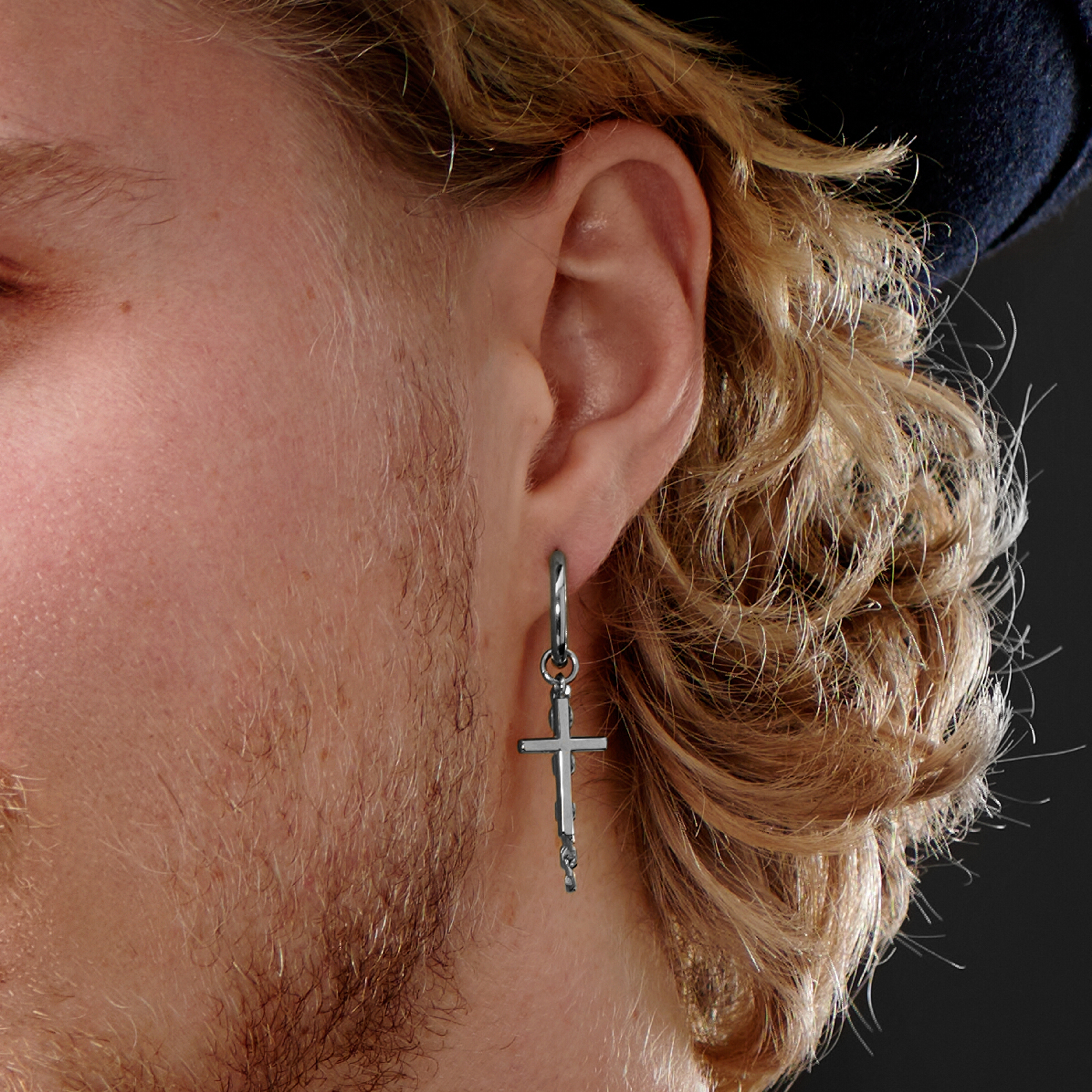 Cross Earrings Mens Huggie Hoop EarringsMens Stainless Steel Conch Hoop  Cross Earring Without Piercing  AliExpress