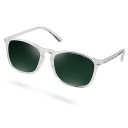 Wade | Clear & Forest Green Polarised Square Sunglasses