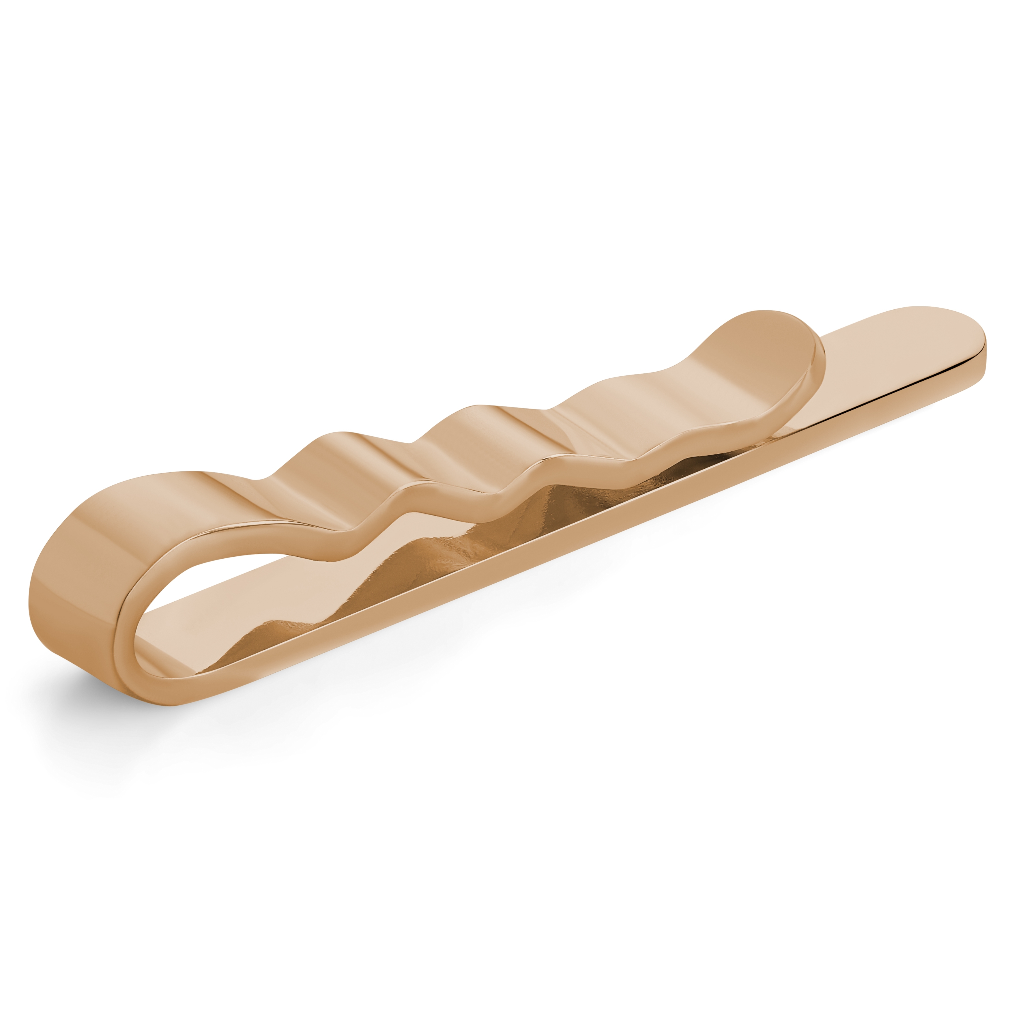 Polished Rose Gold-Tone 5.5 cm Rounded Tie Bar - 2