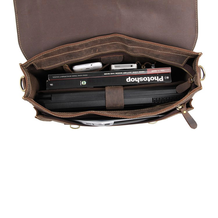 Borsa in pelle marrone scura Marlano - 12