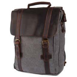 Graphite Canvas & Dark Brown Leather Backpack