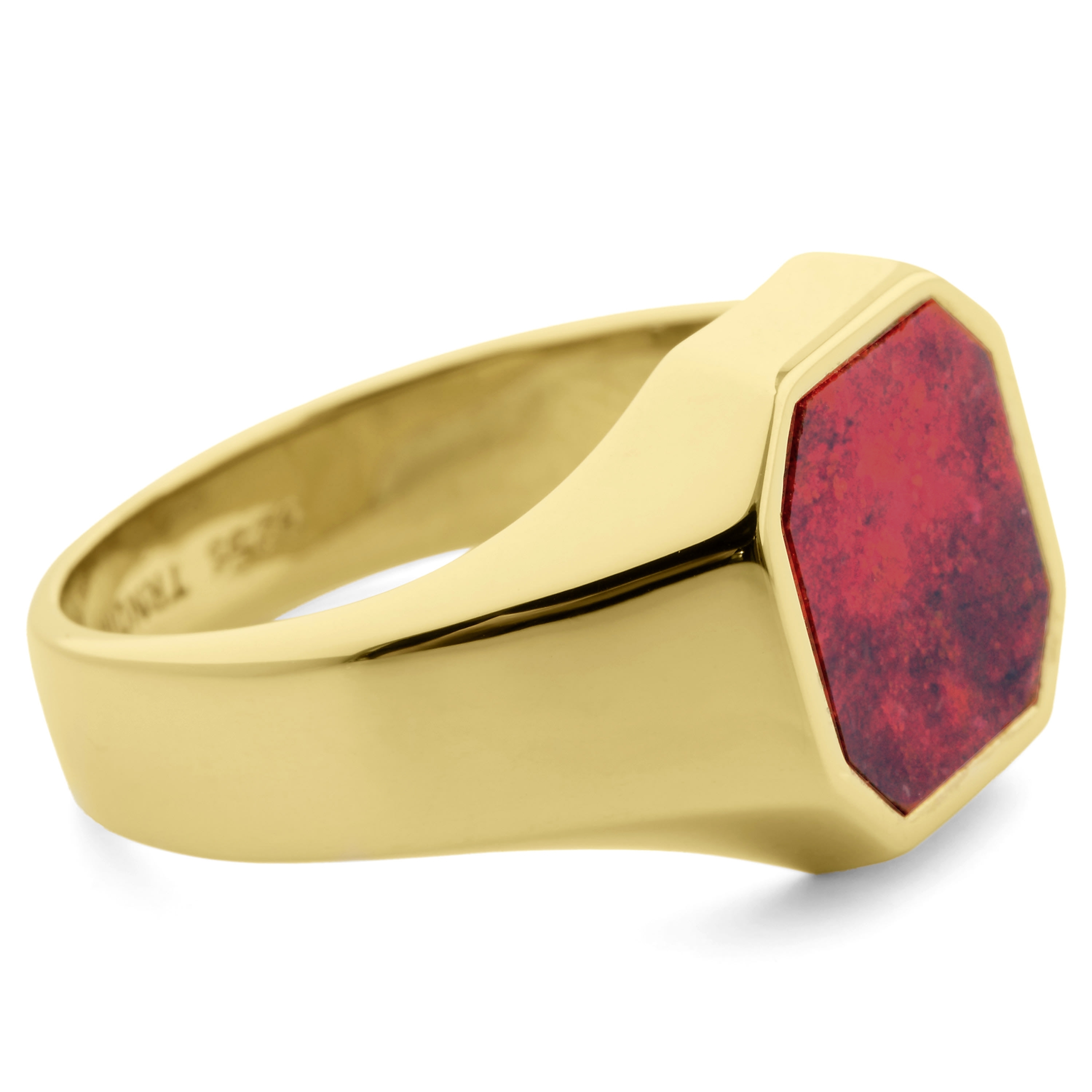 Bloodstone Signet 925s 18K Gold-Plated Classic Ring - 2