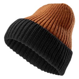 Montagna | Black & True Brown Chunky Knitted Rib Beanie