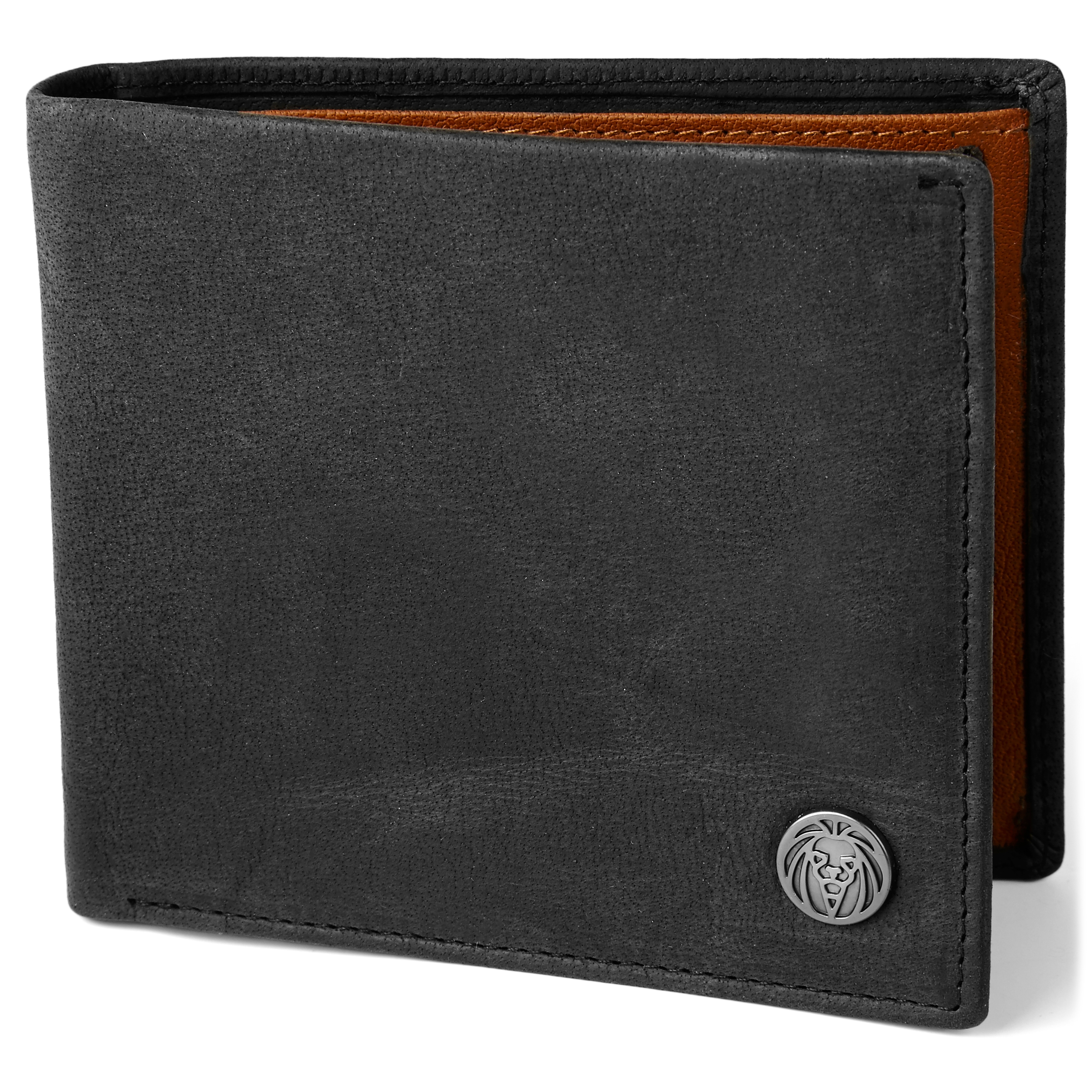 Oxford Klassisk Svart og Lysebrun Skinnlommebok - 1