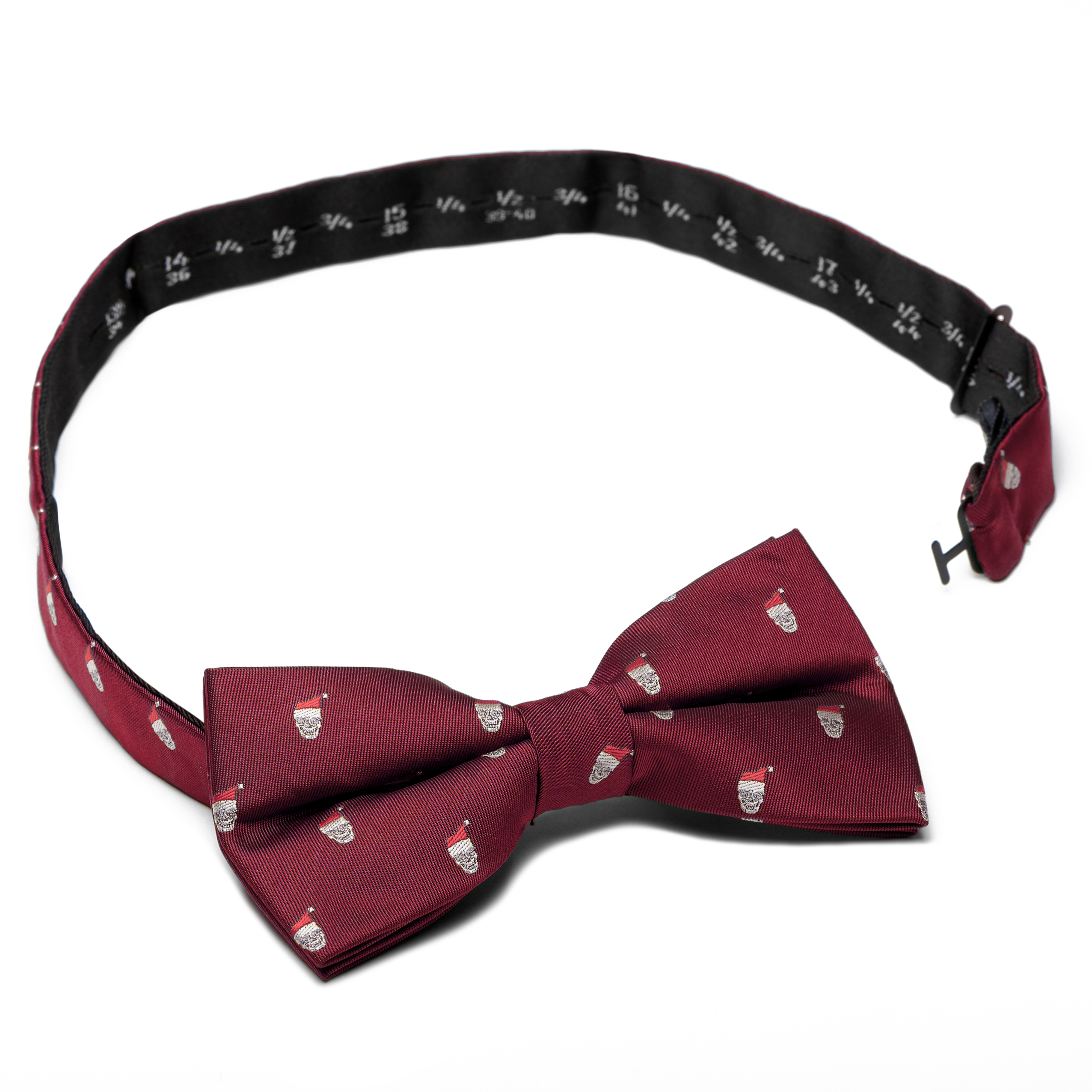 Bordeauxrode Kerstvlinderdas met Schedelmotief - 2