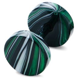 Satago | Pendiente falso plug de acero inoxidable negro y verde de 8 mm 