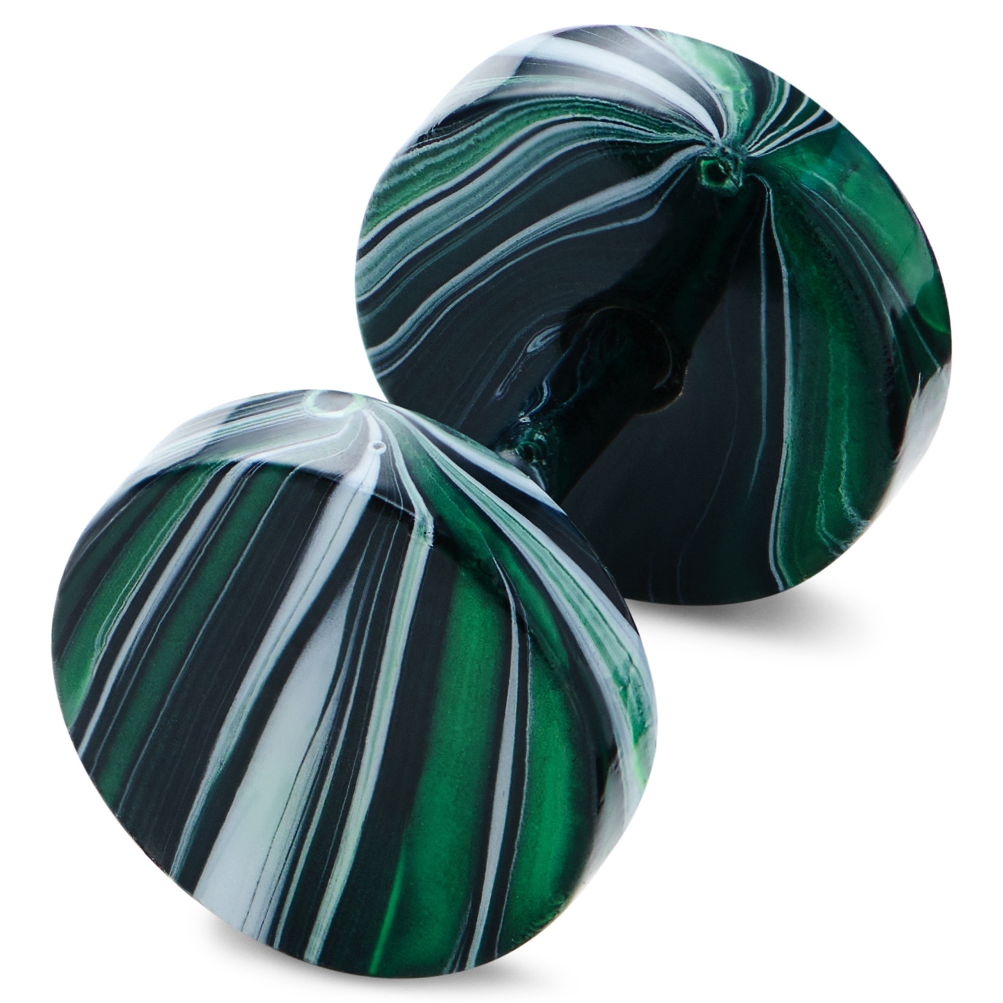 Satago | Faux Écarteur Clou d'Oreille en acier inoxydable noir & vert 8 mm