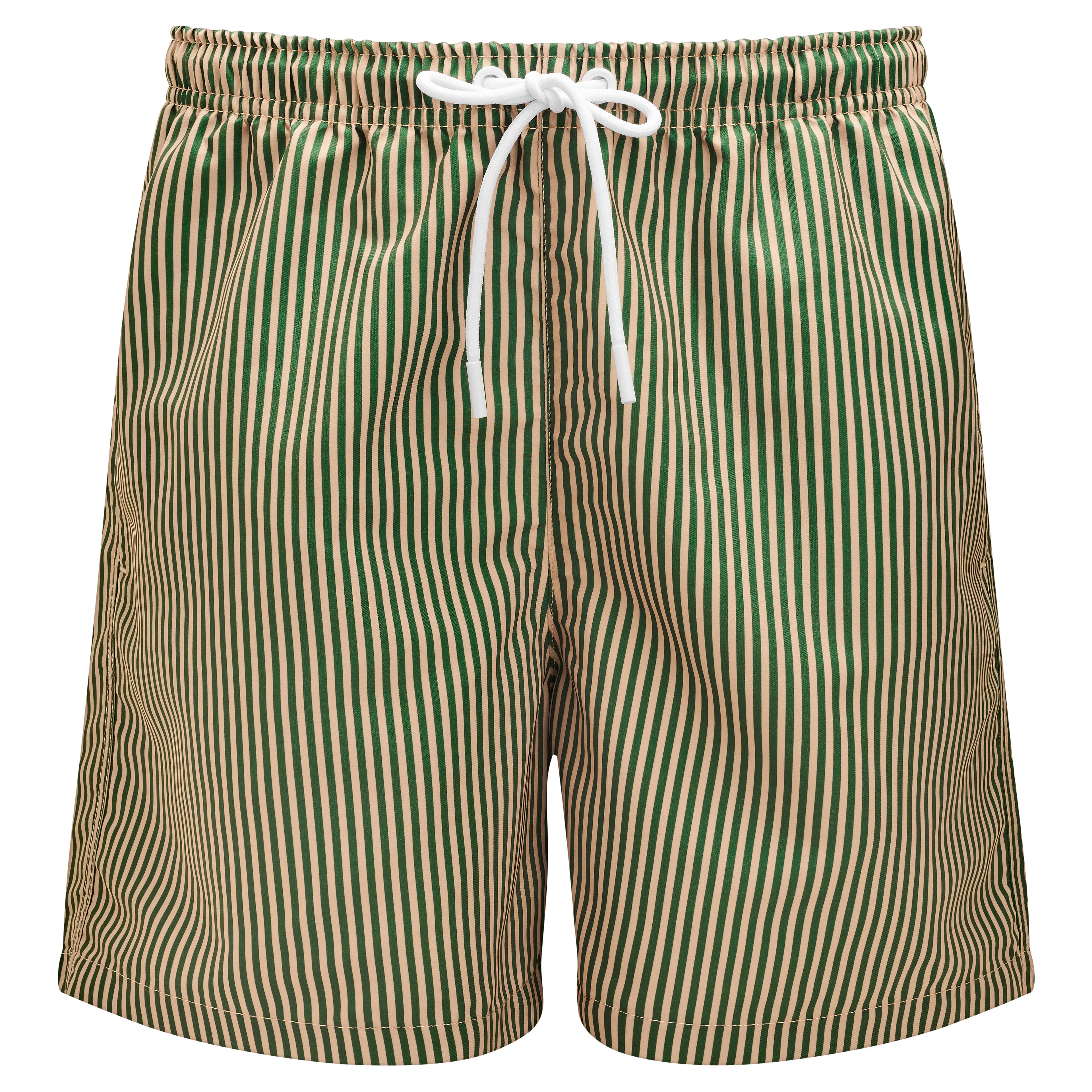 Striped Green & Beige Swim Shorts Striped Green & Beige Swim Shorts