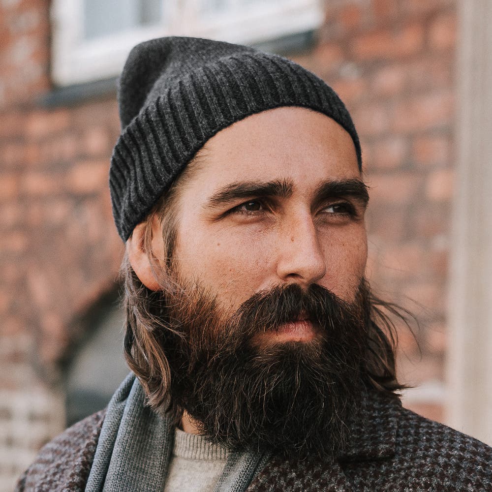 hover: Graphite Merino Wool Chunky Rib Beanie hover: Graphite Merino Wool Chunky Rib Beanie