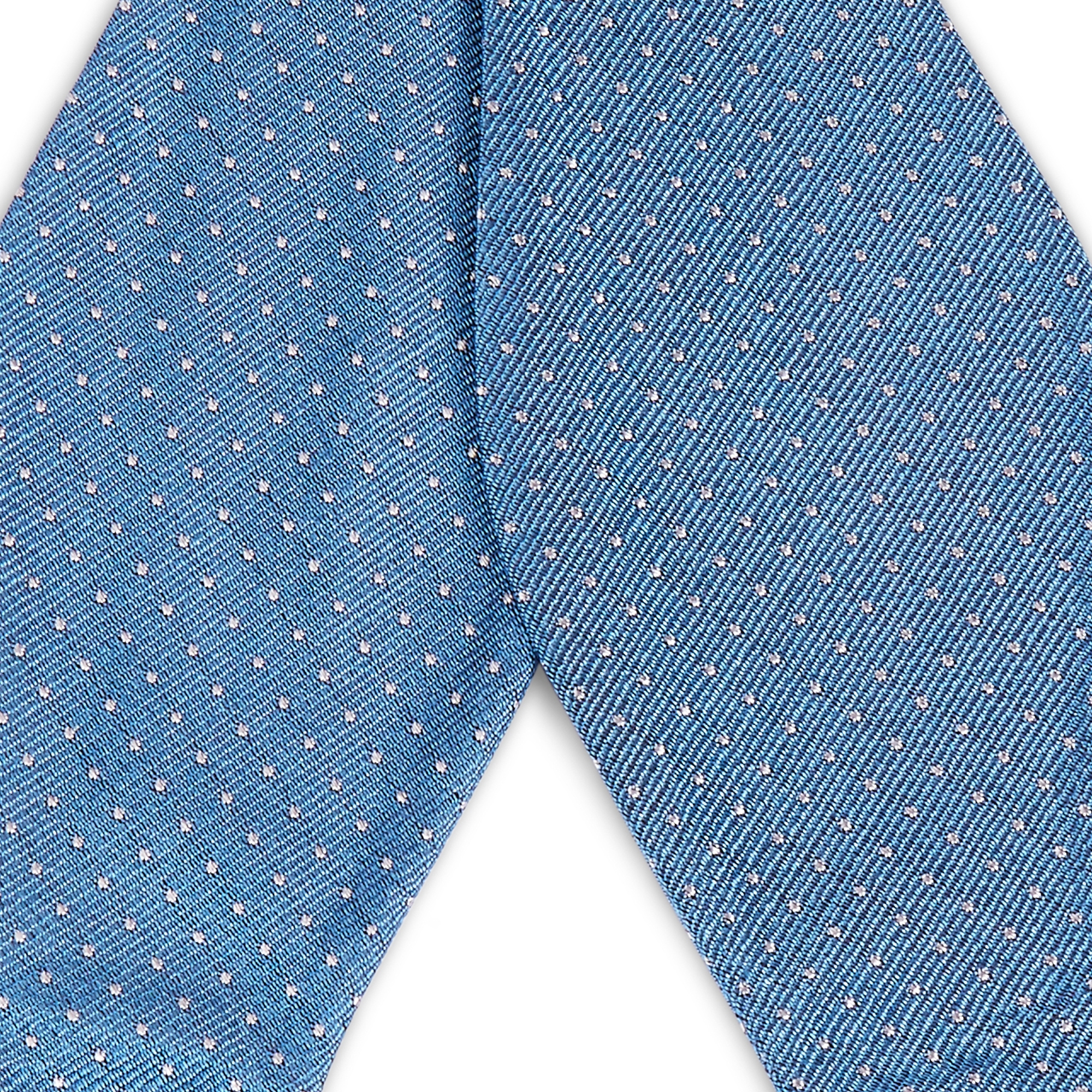 Plava svilena leptir mašna za vezanje s točkicama - 2