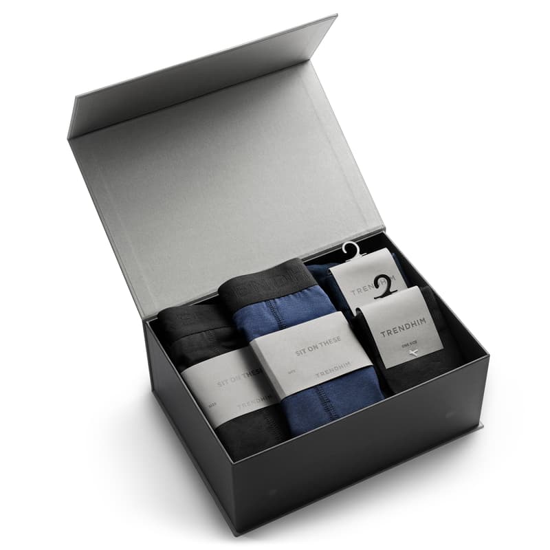 XXL | FlexFeel | Geschenkbox mit Baumwollunterwäsche | 2x Boxershorts in Graphit + graphitfarbene und weiße Socken | Auf Lager!