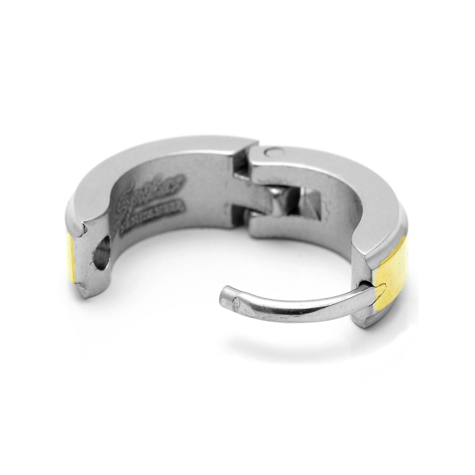 Sentio | Gold-Tone & Brushed Surgical Steel Hoop Earring - 3