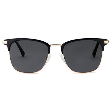Gafas de sol con montura al aire polarizadas en negro y dorado