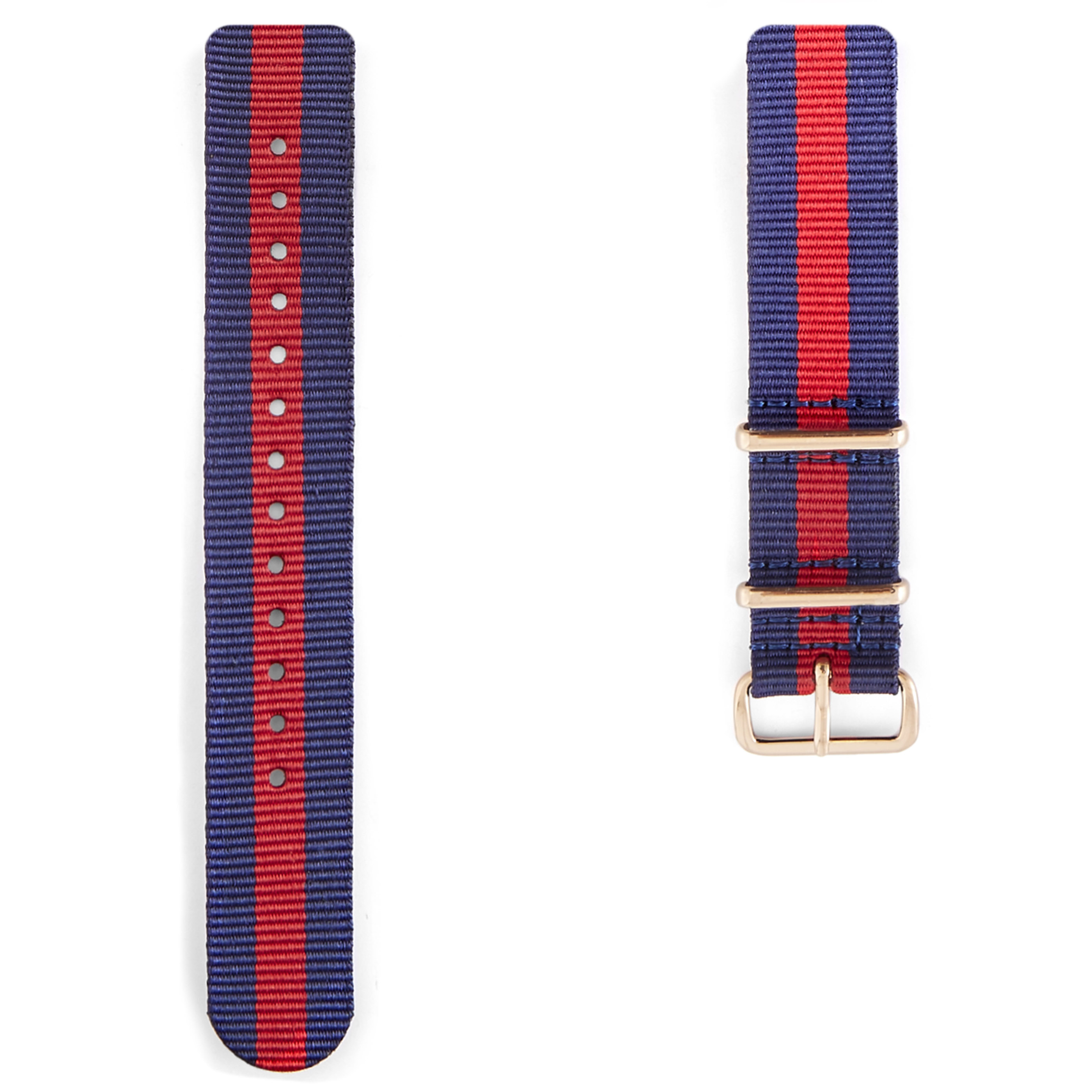 Navy, Red & Rosegold NATO Watch Strap - 1