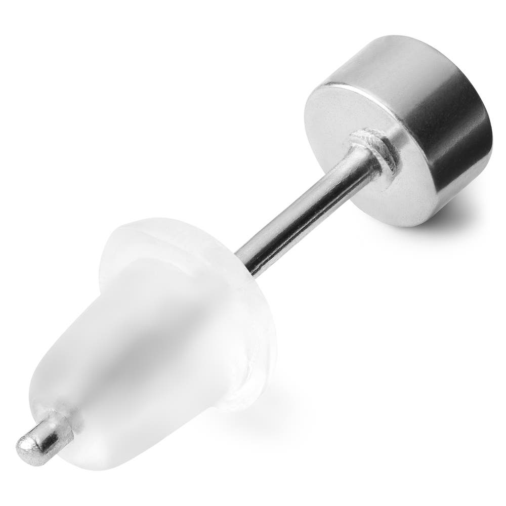 hover: 3 mm Black Round Zirconia & Silver-Tone Stainless Steel Stud Earring hover: 3 mm Black Round Zirconia & Silver-Tone Stainless Steel Stud Earring