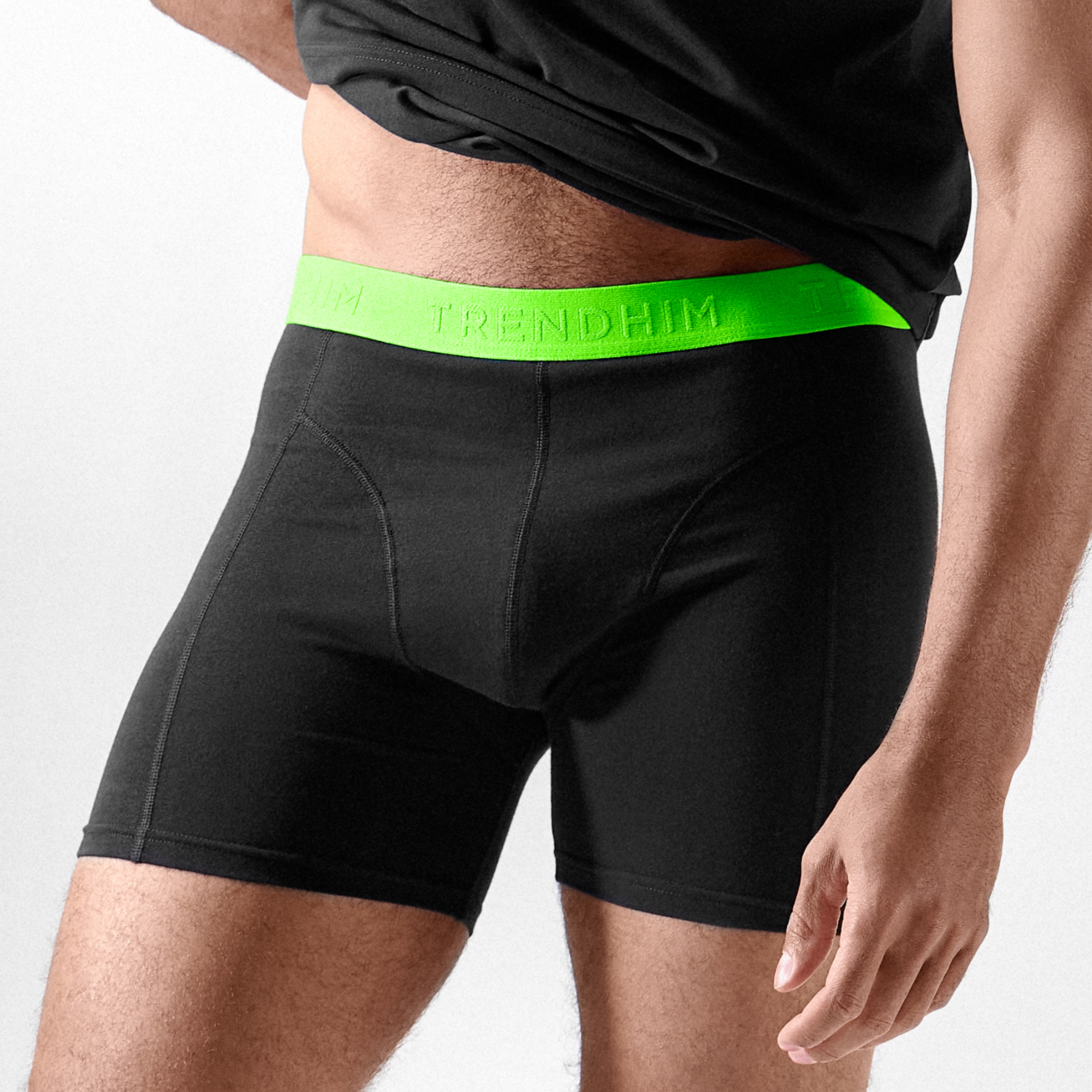 FlexFeel | Boxer in cotone nero con fascia in vita verde neon - 9