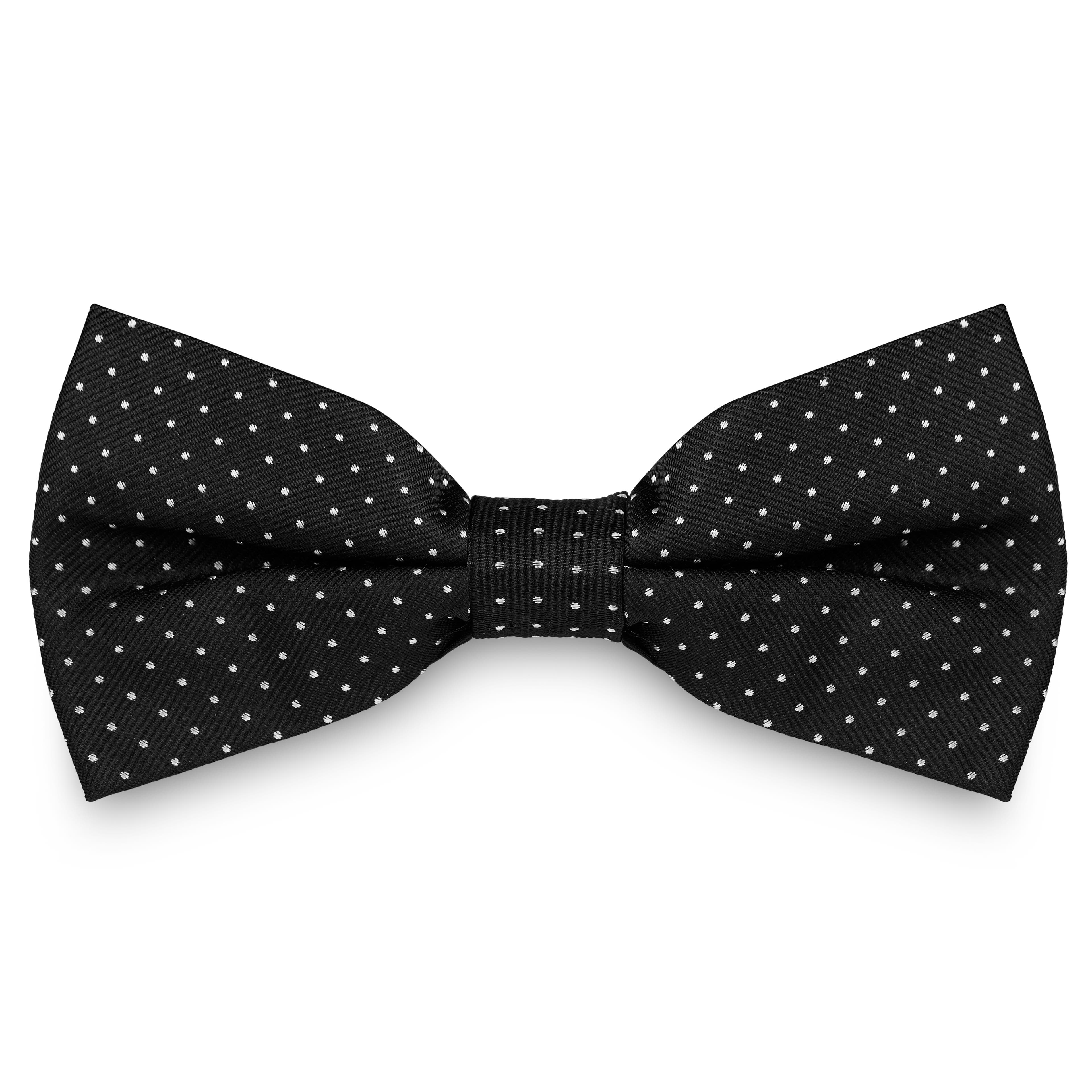 Black Polka Dot Silk Pre-Tied Bow Tie