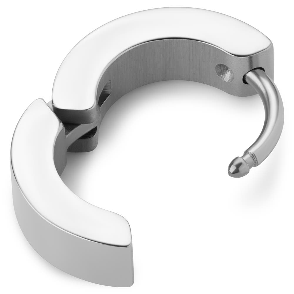 hover: Huggie | 8 mm Surgical Stainless Steel Flat Hoop Earring hover: Huggie | 8 mm Surgical Stainless Steel Flat Hoop Earring