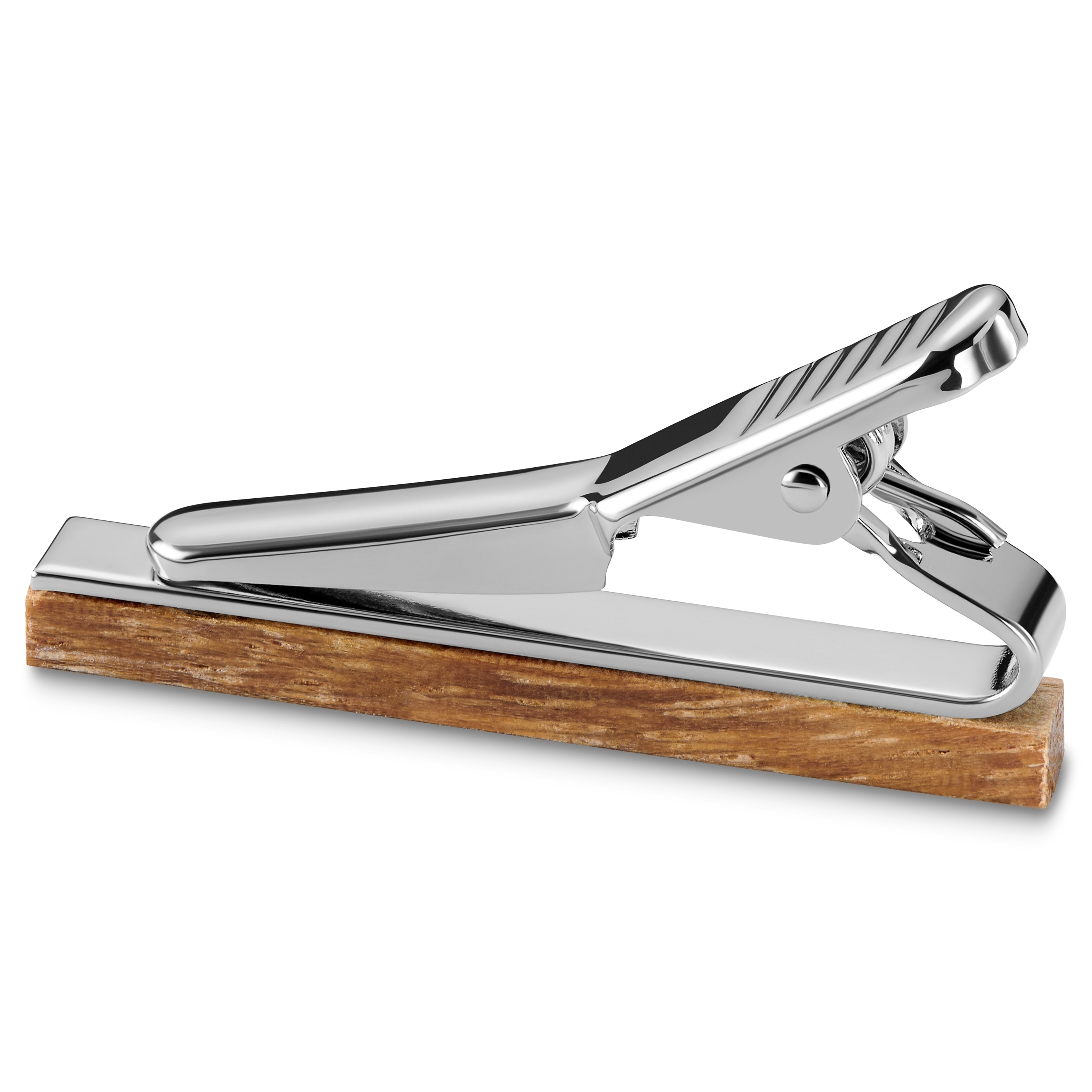 Petite pince à cravate en bois marron clair - 3