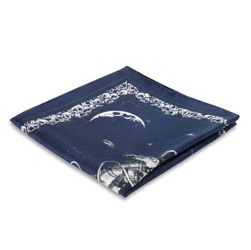 New Age | Royal Blue & White Gravity Julia Art Design Silk Pocket Square
