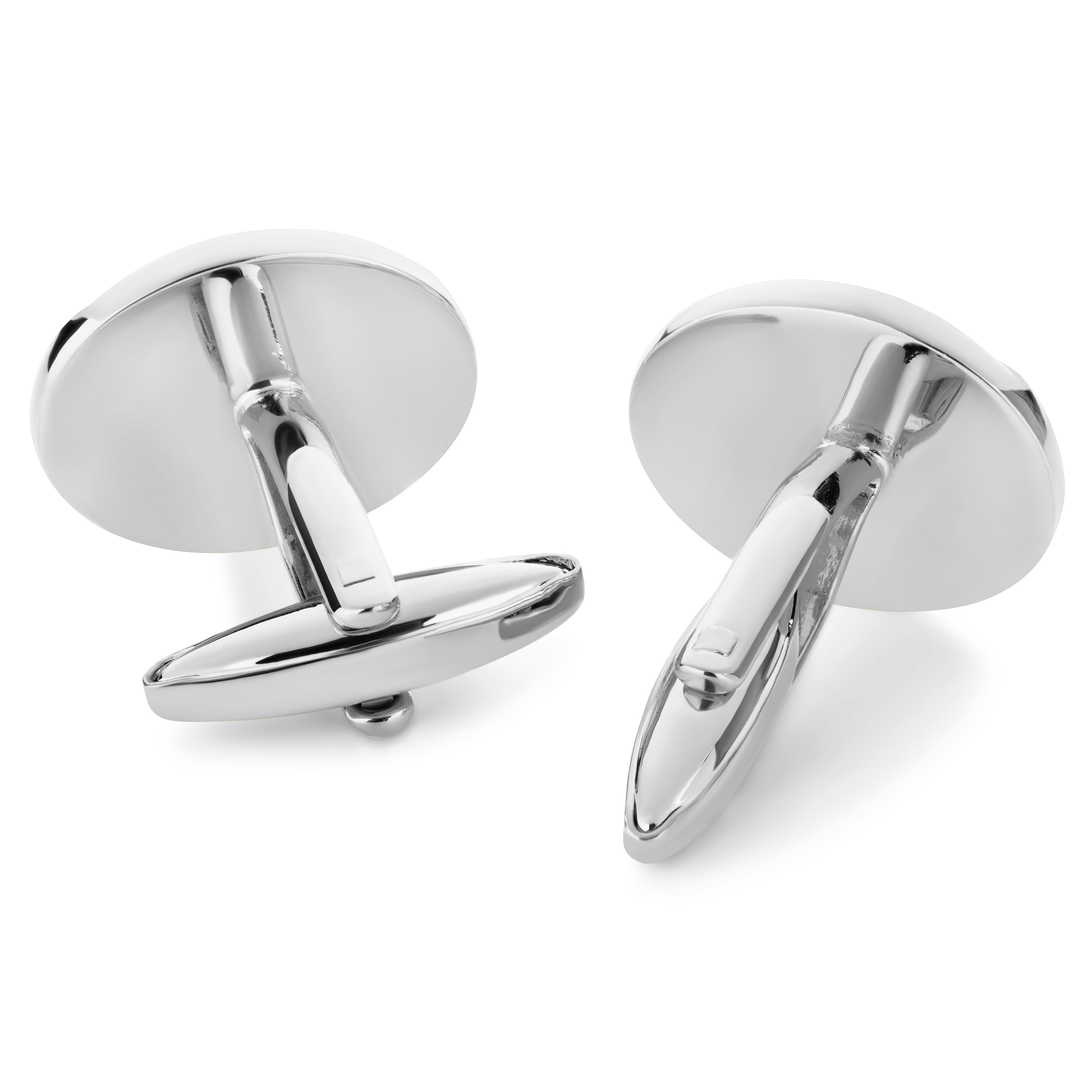 Извити овални копчета за ръкавели в сребрист цвят - 2