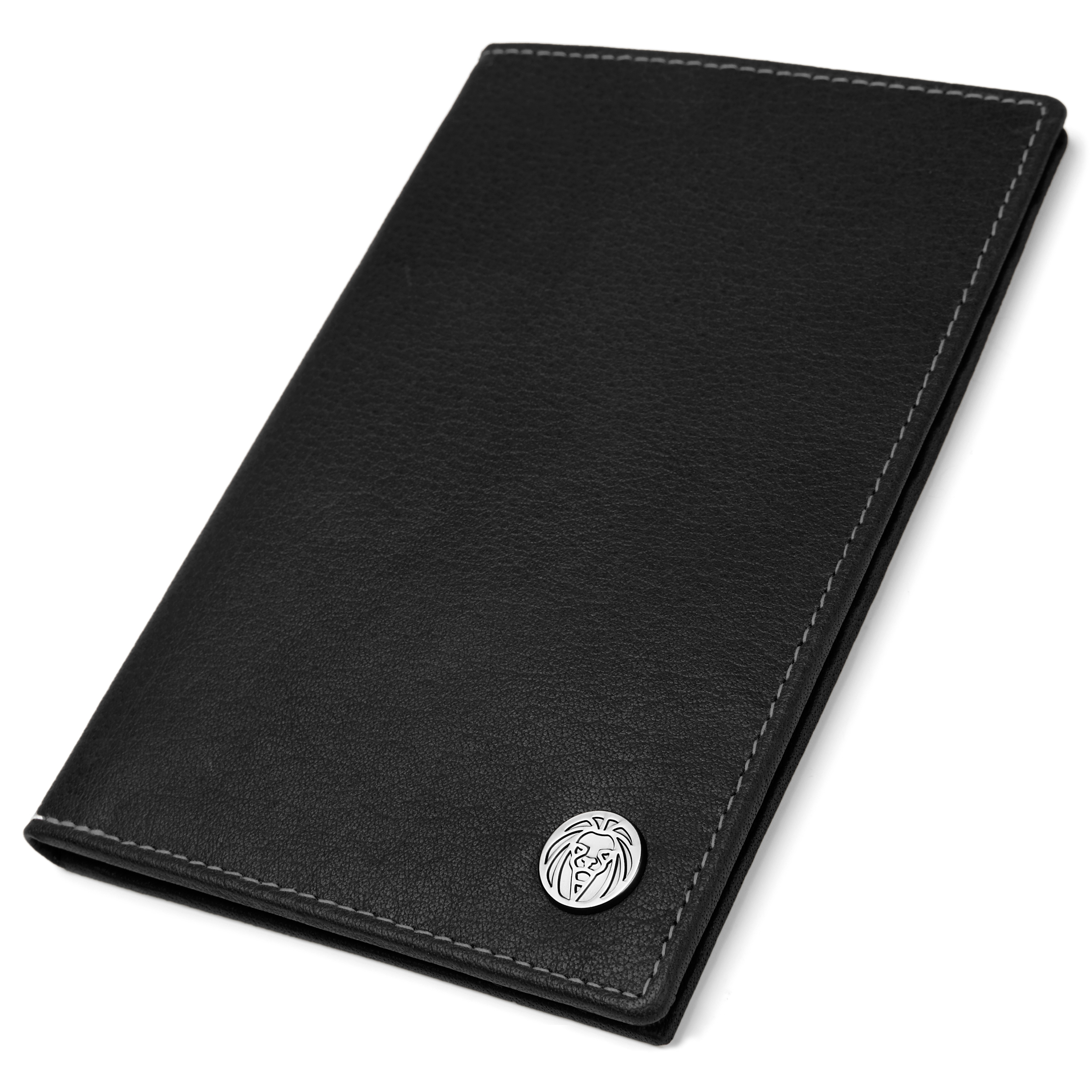 Cartera de viaje de cuero, grande y negra Oxford  - 4