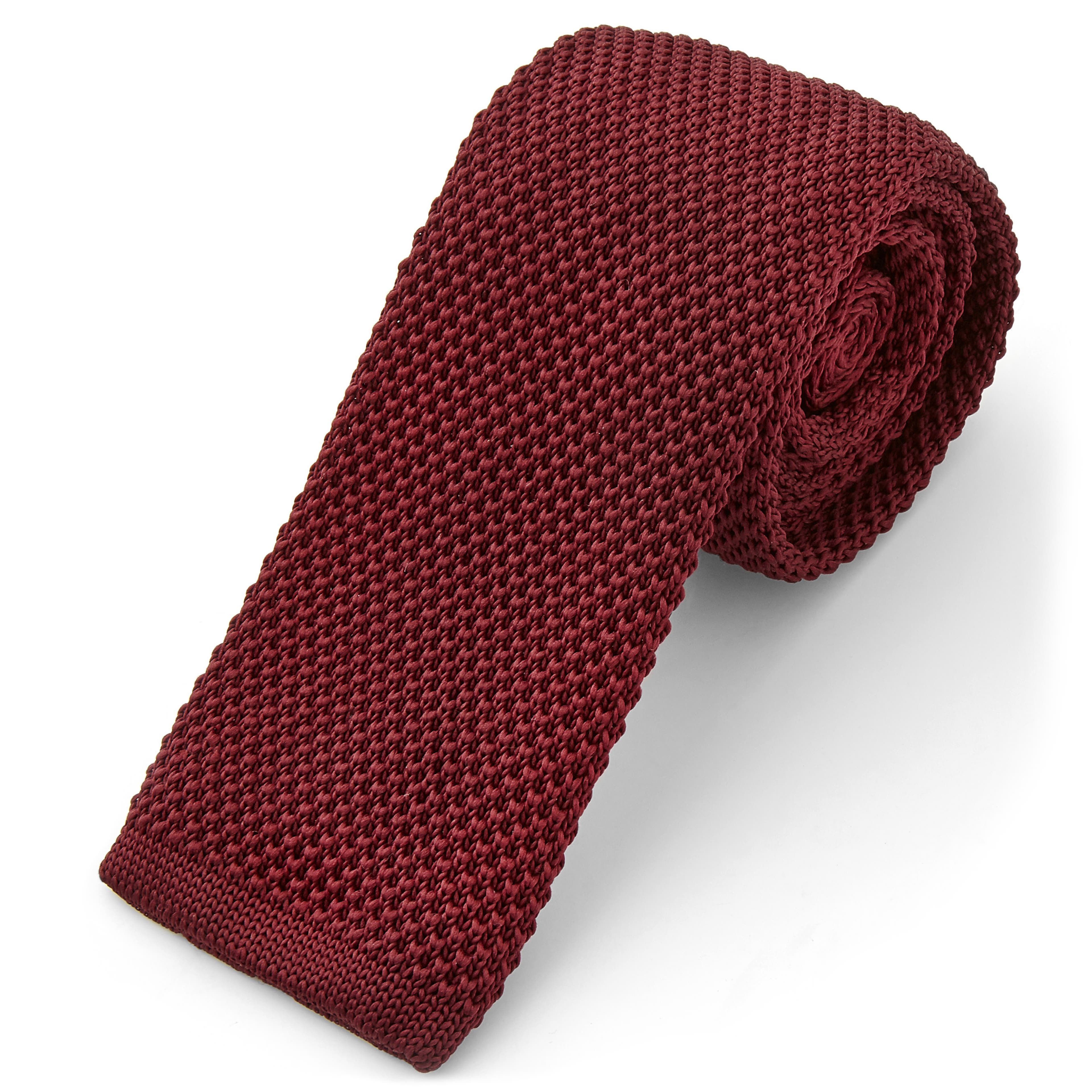 Burgundy Polyester Knitted Tie